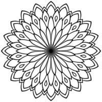 esquema mandala. flor de garabato redonda ornamental aislada sobre fondo blanco. elemento de círculo geométrico. vector