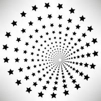 Star round elements, halftone rays isolated on white background. Black logo. Geometric shapes. vector
