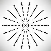 estrella, elemento redondo, rayos de medio tono aislados en fondo blanco. logotipo negro forma geometrica. vector