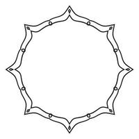 marco redondo de línea delgada rizada de garabato abstracto aislado sobre fondo blanco. borde de mandala vector