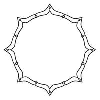 Abstract doodle curly thin line round frame isolated on white background. Mandala border. vector