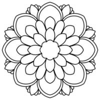 mandala de flores de contorno negro. Doodle elemento decorativo redondo para colorear libro aislado sobre fondo blanco. círculo geométrico floral. vector