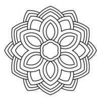 flor de garabato redonda ornamental aislada sobre fondo blanco. mandala de contorno negro. elemento de círculo geométrico. vector