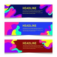 Set of three vector abstract banners. Stylish modern flat material design trendy colorful.