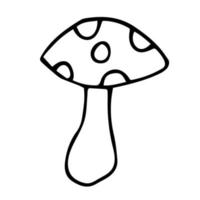 Cartoon doodle linear toadstool isolated on white background. vector