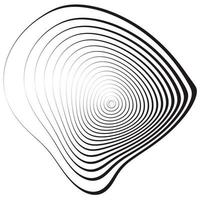 Concentric linear circles, neutral round element. Halftone outline element isolated on white background. vector