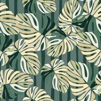 Tropical leaves seamless pattern. Monstera leaf background. vector