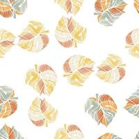 Creative monstera leaves tropical seamless pattern. Embroidery palm leaf endless wallpaper. vector