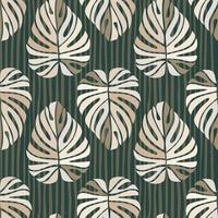 Tropical leaves seamless pattern. Monstera leaf background. vector