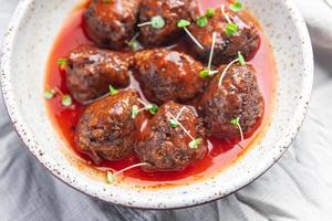 meatballs tomato sauce meat beef veal pork lamb fresh meal food diet snack photo