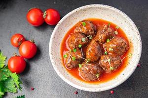 meatballs tomato sauce meat beef veal pork lamb fresh meal food diet snack photo