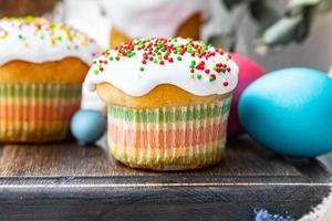 Easter cake sweet treat pastry holiday dessert kulich festive food background photo