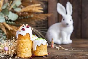 Easter cake sweet treat pastry holiday dessert kulich festive food background photo