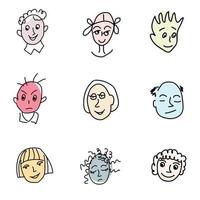 A set of hand-drawn funny characters, vector illustration