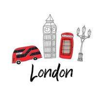 London vector drawing by hand sights England Great Britain Westminster
