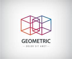 Vector abstract geometric linear logo, two cubes, one line. Futuristic company