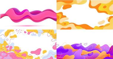 Vector set of wavy geometric backgrounds. Abstract blob design, organic shapes. Minimal trendy style web