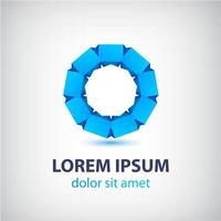 vector blue 3d abstract loop logo, business icon isolated