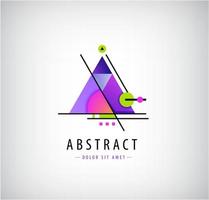 Vector abstract trendy triangle logo, geometric shape with lines composition, concept. Multicolored design element for business company