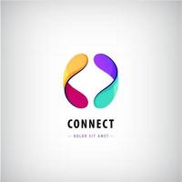 Vector abstract shape logo, dual, unity, loop icon. Multicolor web icon, creative concept