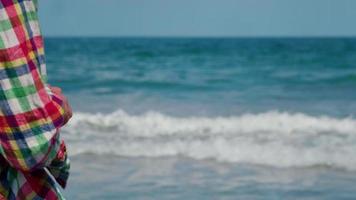 Man having fun on the beach video