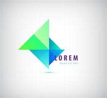 Vector abstract colorful triangles modern 3d origami logo, icon isolated. Company