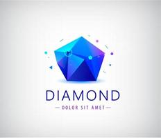 trendy flat design facet crystal gem shape logo element. vector