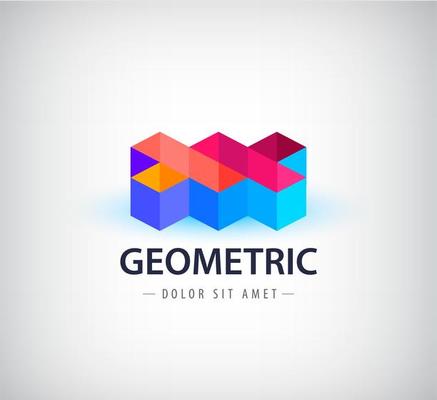 Vector abstract colorful geometric logo, 3d structure, origami