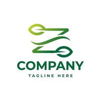 letter Z with green leaf nature logo design vector