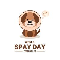 Vector illustration of a dog with a conical collar, world spay day theme and Spay and Neuter awareness observed Every February on the last Tuesday.