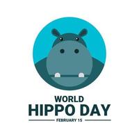 flat style hippo icon, as banner or template, world hippo day. vector