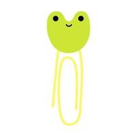 Paper clip with frog, cute sticker for for diary, bullet journal, daily planner, stories, post, tamplate. Study, work, university motivation, planning. Study with me. vector