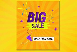 Big sale flyer template on yellow background vector