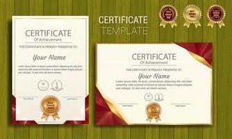 Professional certificate template in red premium style vector