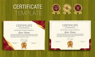 Professional diploma horizontal certificate template in red premium style vector