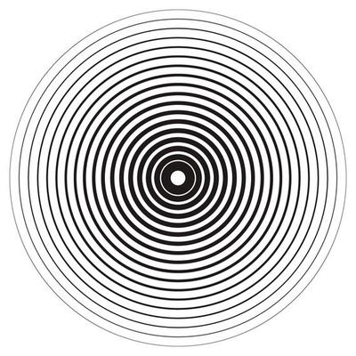 Concentric linear circles, neutral round element. Halftone outline element isolated on white background.