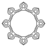 Abstract doodle curly thin line round frame isolated on white background. Mandala border. vector