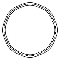 Abstract doodle curly thin line round frame isolated on white background. Mandala border. vector