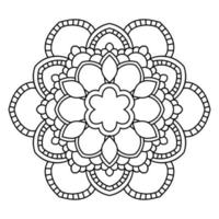 esquema mandala. flor de garabato redonda ornamental aislada sobre fondo blanco. elemento de círculo geométrico. vector