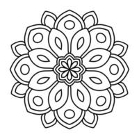 esquema mandala. flor de garabato redonda ornamental aislada sobre fondo blanco. elemento de círculo geométrico. vector