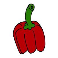 Cartoon doodle linear pepper isolated on white background. vector