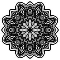 Black outline flower mandala. Vintage decorative element. Ornamental round doodle flower isolated on white background. Geometric circle element. vector