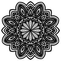 mandala de flores de contorno negro. elemento decorativo de época. flor de garabato redonda ornamental aislada sobre fondo blanco. elemento de círculo geométrico. vector