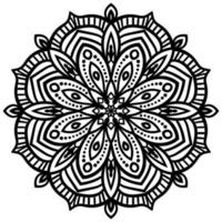 Black outline flower mandala. Vintage decorative element. Ornamental round doodle flower isolated on white background. Geometric circle element. vector