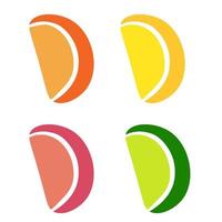 Citrus slices sticker set isolated on white background vector