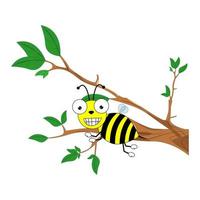 cute bee cartoon illustration vector