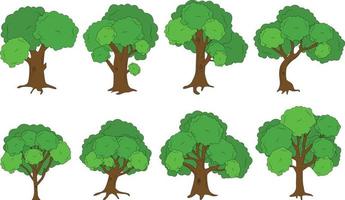 cute tree shape illustration set vector