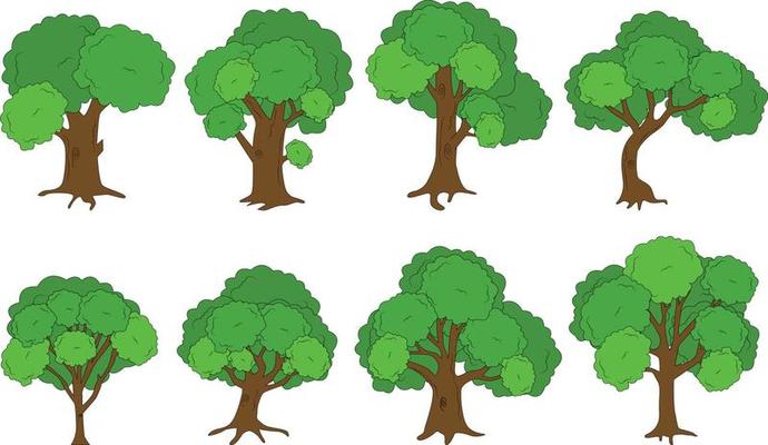 cute tree shape illustration set