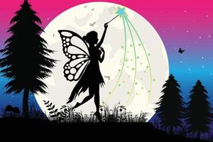 cute fairy silhouette illustration vector