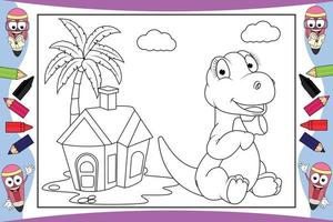coloring sinosaur animal cartoon for kids vector